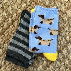 NWT WEINER DOG SOCKS STRIPED SOCKS BUNDLE